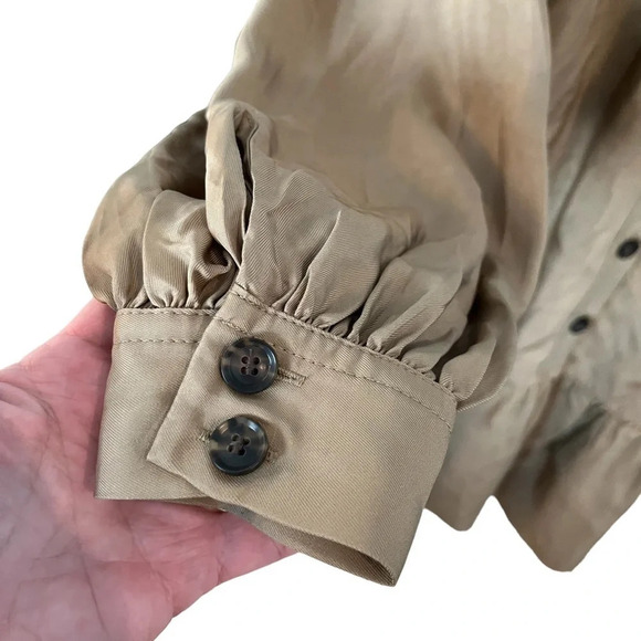 Banana Republic Holiday 2021 Utility Flo Rayon Khaki Twill Dress Balloon Sleeves - Picture 8 of 10